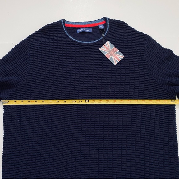 NEW ENGLISH LAUNDRY SWEATER Block Ribbed Navy Blue Collar Cuff Accents SIZE XL - Picture 6 of 10